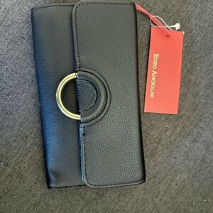 NWT Enzo Angiolini Black Slim Flap Wallet